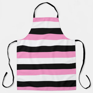 Zwarte, witte en roze strepen schort