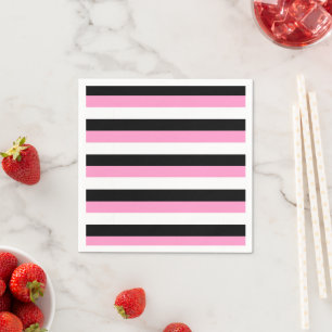 Zwarte, witte en roze strepen servet