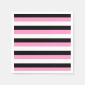 Zwarte, witte en roze strepen servet (Voorkant)