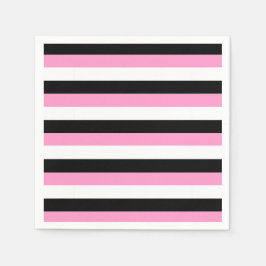 Zwarte, witte en roze strepen servet