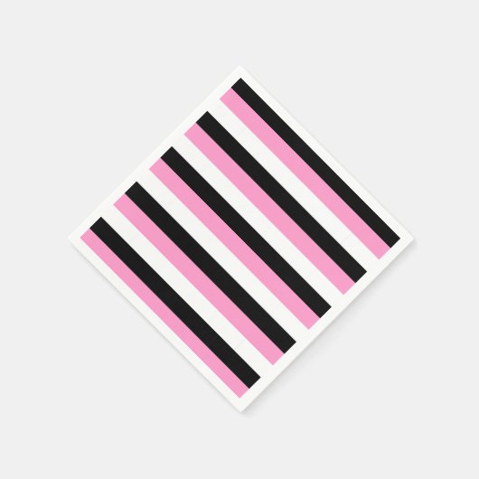 Zwarte, witte en roze strepen servet (Hoek)