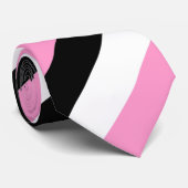 Zwarte, witte en roze strepen stropdas (Opgerold)
