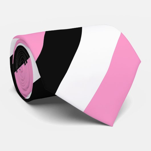 Zwarte, witte en roze strepen stropdas (Opgerold)