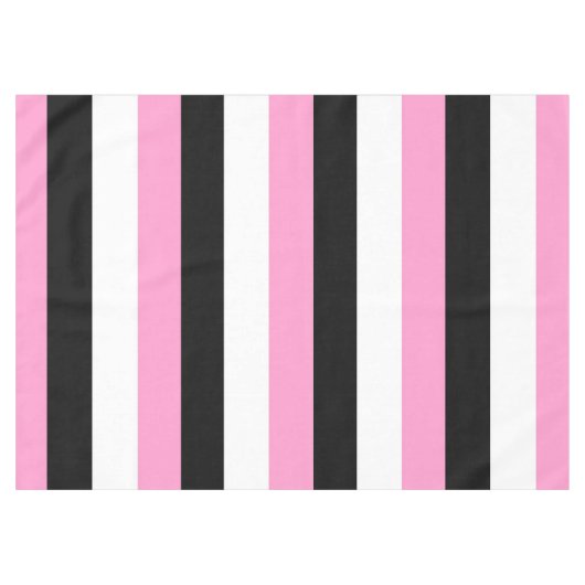 Zwarte, witte en roze strepen tafelkleed (Voorkant (Horizontaal))