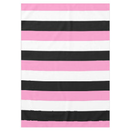 Zwarte, witte en roze strepen tafelkleed