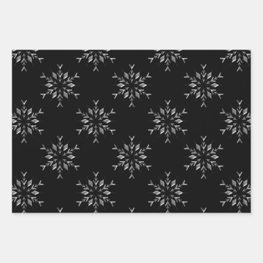 Zwarte, witte en zilveren Kerstmis Inpakpapier Vel (Voorkant 3)