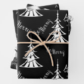 Zwarte, witte en zilveren Kerstmis Inpakpapier Vel (In situ)