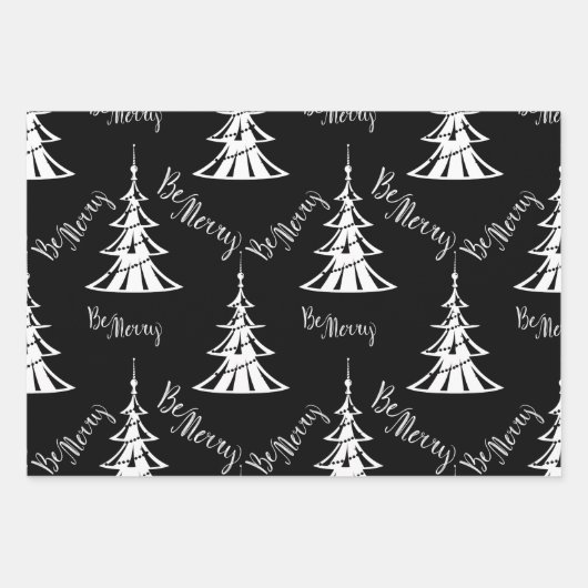 Zwarte, witte en zilveren Kerstmis Inpakpapier Vel (Voorkant)