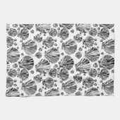 Zwarte, witte en zilvergrijze zeeschelpen theedoek (Horizontaal)