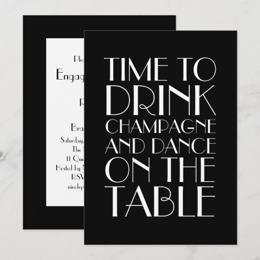Zwarte & Witte Engagement Party uit 1920 Kaart (Voorkant / Achterkant)