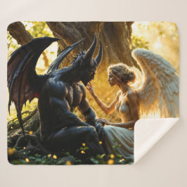 Zwarte witte engel demon mystiek bos sherpa deken