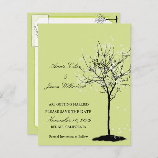 Zwarte Witte esdoorn slaan de datum briefkaart (Voorkant / Achterkant)