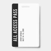 Zwarte & Witte Evenementen Personeel All Access Badge (Achterkant)