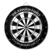 Zwarte/Witte Familienaam Persoonlijk Dart Board Dartbord (Voorkant)