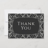  zwarte & witte faux kant bedankkaart (Voorkant)