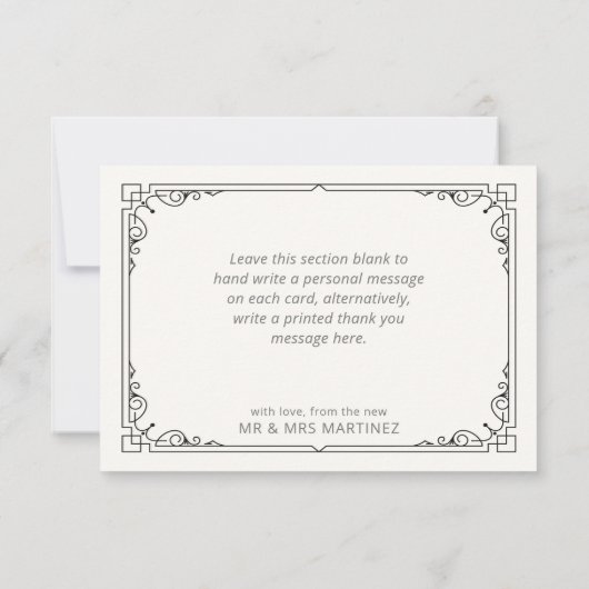  zwarte & witte faux kant bedankkaart (Achterkant)