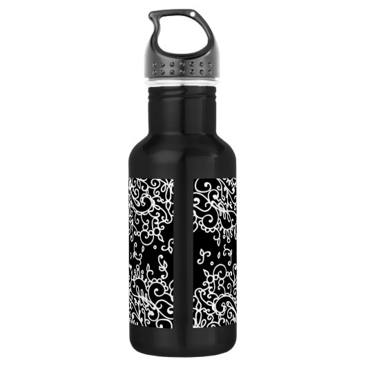 Zwarte witte flacon Water met naam Waterfles (Achterkant)