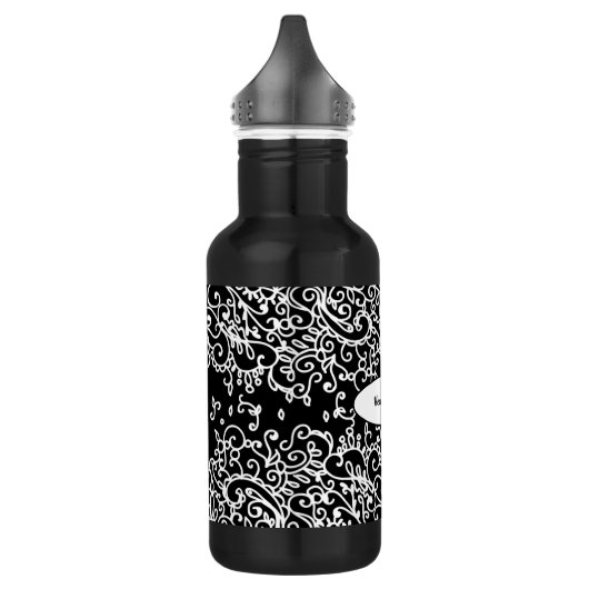 Zwarte witte flacon Water met naam Waterfles (Links)