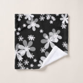 zwarte witte flora bad handdoek (Wasdoekje)