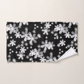 zwarte witte flora bad handdoek (Handdoek)