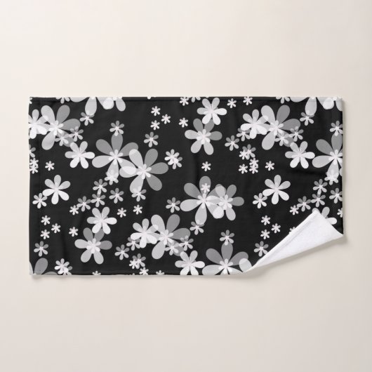 zwarte witte flora bad handdoek (Handdoek)