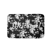 zwarte witte flora badmat (Voorkant)