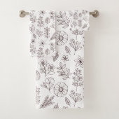zwarte witte flora botanisch bad handdoek (Insitu)