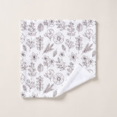 zwarte witte flora botanisch bad handdoek (Wasdoekje)