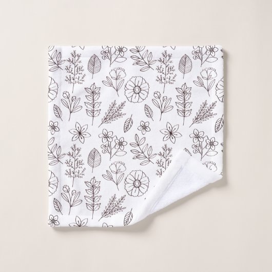 zwarte witte flora botanisch bad handdoek (Wasdoekje)