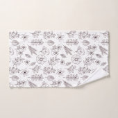 zwarte witte flora botanisch bad handdoek (Handdoek)