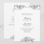 zwarte witte flora botanische bruiloft RSVP Kaart (Voorkant / Achterkant)