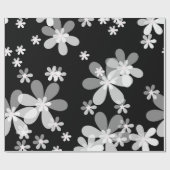 zwarte witte flora cadeaupapier (Vlak)