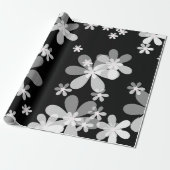 zwarte witte flora cadeaupapier (Uitgerold)
