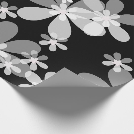 zwarte witte flora cadeaupapier (Hoek)