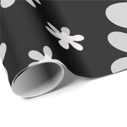 zwarte witte flora cadeaupapier (Rol Hoek)