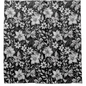 Zwarte witte  flora douchegordijn (Voorkant)