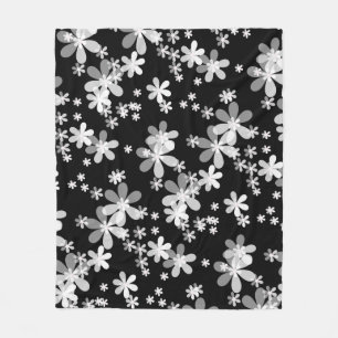 zwarte witte flora fleece deken