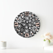 zwarte witte flora grote klok (Huis)