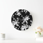 zwarte witte flora grote klok (Huis)