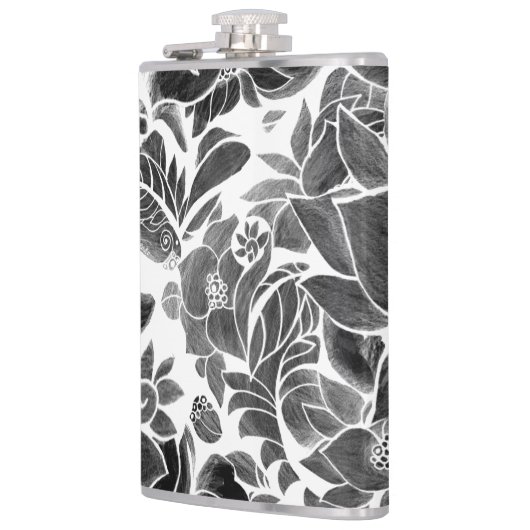 Zwarte witte flora heupfles (Links)