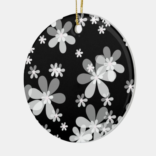zwarte witte flora keramisch ornament (Links)