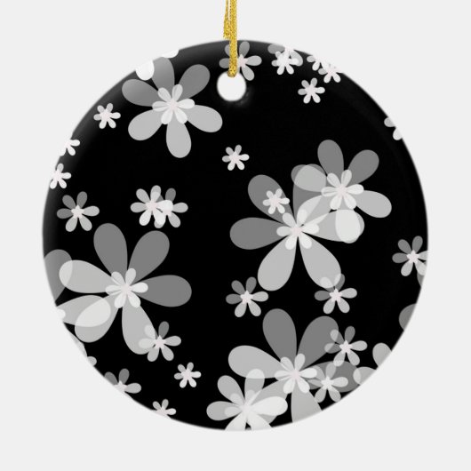 zwarte witte flora keramisch ornament (Achterkant)