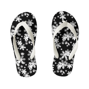 zwarte witte flora kinder teenslippers