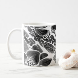 Zwarte witte flora koffiemok