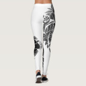 Zwarte witte flora leggings (Achterkant)