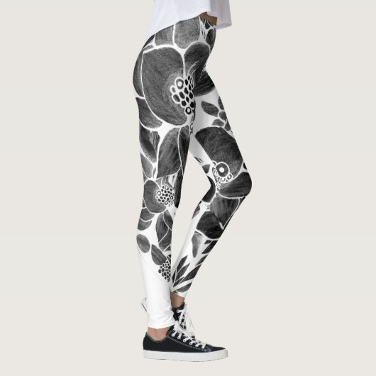 Zwarte witte flora leggings (Rechts)