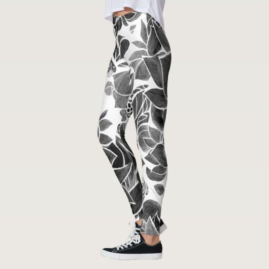 Zwarte witte flora leggings (Links)