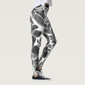 Zwarte witte flora leggings (Rechts)