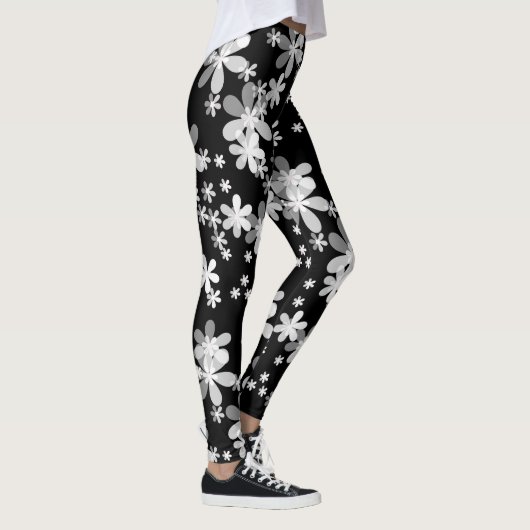 zwarte witte flora leggings (Rechts)