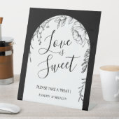 Zwarte witte Flora Neem een bruiloft mee Reclamebord Met Voetstuk (Insitu)